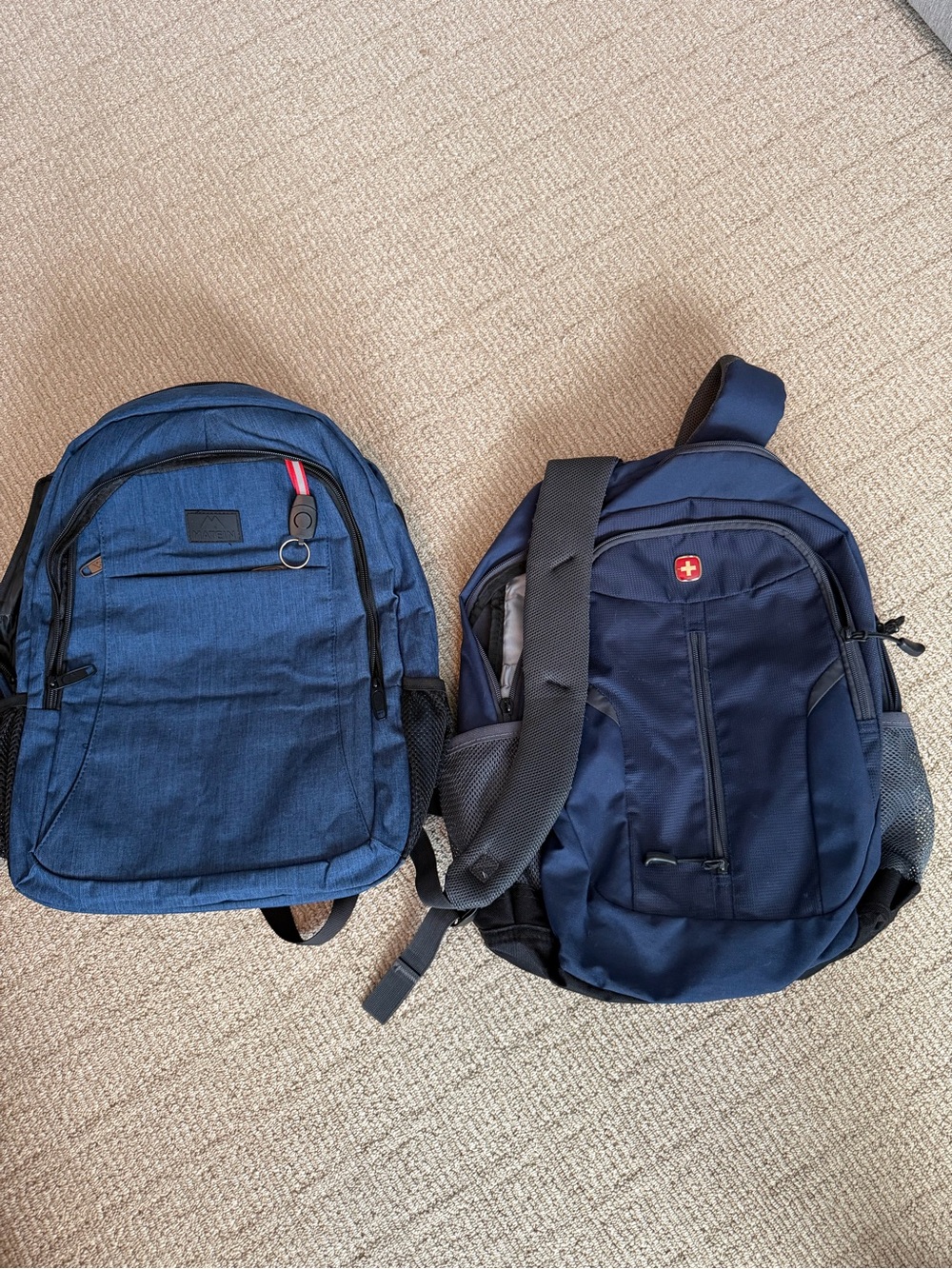 Kids Navy Blue School Backpack with Swiss-Inspired Logo